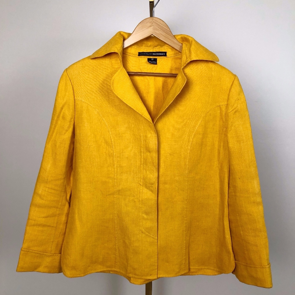 Linda Allard Ellen Tracy Yellow Linen Blazer